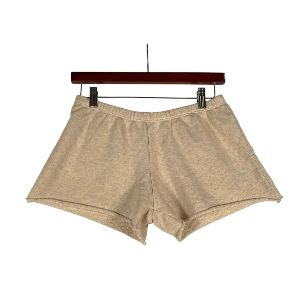John Galt/Brandy Melville Shorts Women's OS Cream Heathered Terry Rolled Hem - Picture 1 of 8